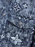 Louis Vuitton New Classic Full Logo Printed Denim Short Sleeve Set