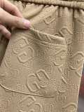 Gucci New Classic Full Embossed Logo Contrast Casual Short Sleeve Set
