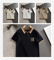 Louis Vuitton New Classic Leather Logo Contrast Collar Half Zipper Knitted Short Sleeve