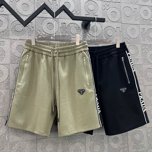 Prada Classic Jacquard Letter Ribbon Zipper Pocket Unisex Casual Versatile Shorts