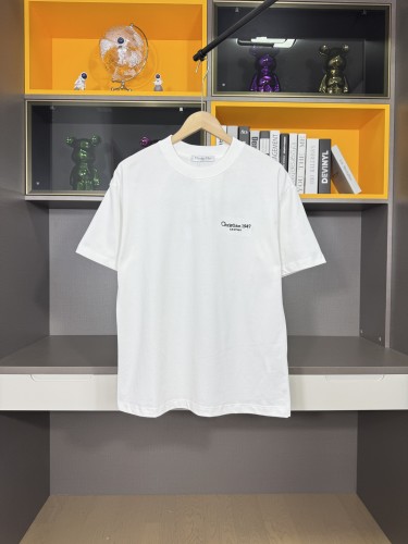 Dior Classic Embroidered Logo Short Sleeve Unisex Casual Round Neck T-shirt