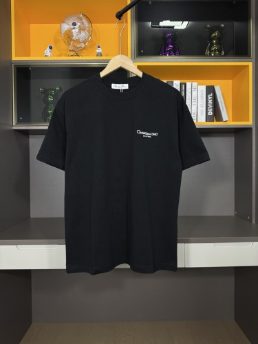 Dior Classic Embroidered Logo Short Sleeve Unisex Casual Round Neck T-shirt