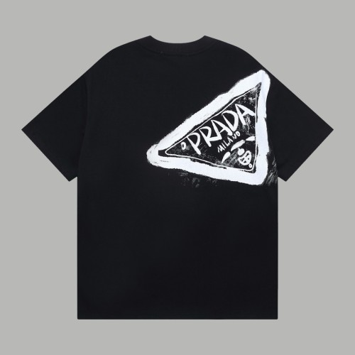 Prada New Classic Inkjet Logo Short Sleeve Unisex Casual Loose T-shirt