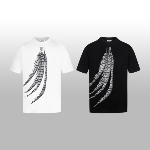 Loewe Fashion Feather Printed Short Sleeve Unisex Casual Round Neck T-shirt