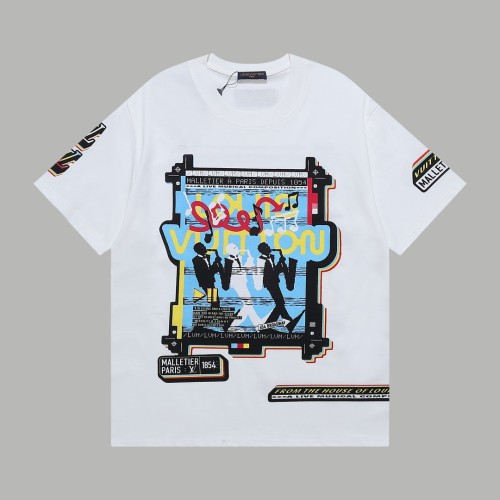Louis Vuitton New Band Printed Short Sleeve Unisex Casual Loose T-shirt