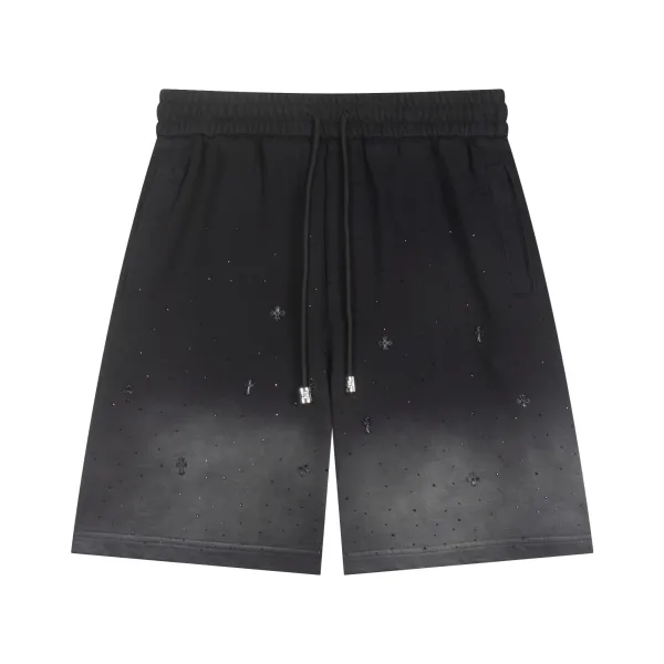 Chrome Hearts Couple New Patchwork Embroidered Gradient Washed Casual Shorts