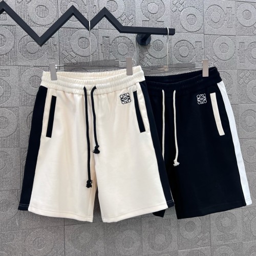 Loewe Couple Fashion Embroidered Logo Color blocked Ribbon Casual Shorts