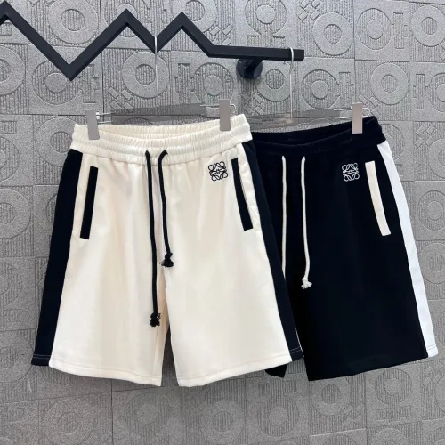 Loewe Couple Fashion Embroidered Logo Color blocked Ribbon Casual Shorts