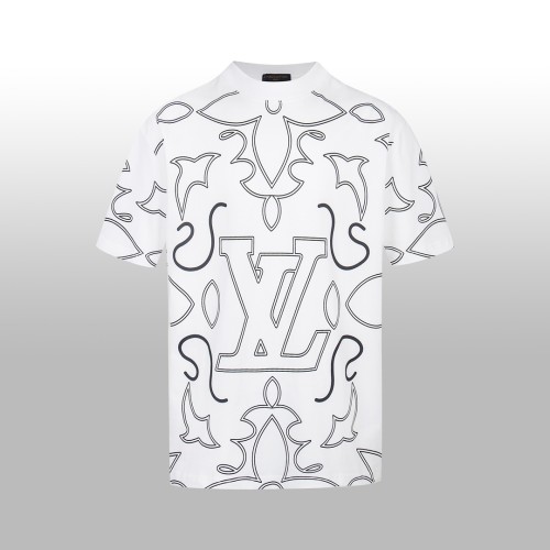 Louis Vuitton Fashion Personalized Logo Short Sleeve Unisex Casual Round Neck T-shirt