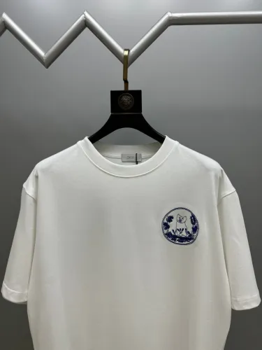 Dior New Embroidered Cat Logo Short Sleeve Couple Round Neck Casual T-shirt