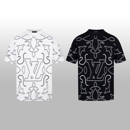 Louis Vuitton Fashion Personalized Logo Short Sleeve Unisex Casual Round Neck T-shirt