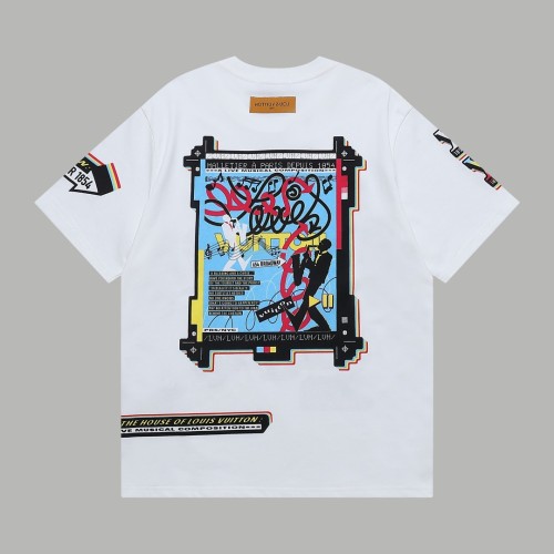 Louis Vuitton New Band Printed Short Sleeve Unisex Casual Loose T-shirt