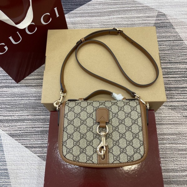 Gucci Classic GG Emblem Adjustable Shoulder Strap Handbag Diagonal Span Bag Size: 20x14x8CM