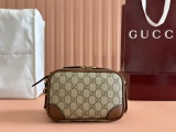 Gucci Classic GG Canvas Splice Leather Handbag Shoulder Bag Crossbody Bag Size: 19x12.5x7 CM