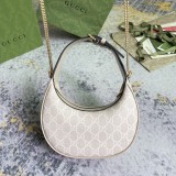 Gucci Classic Logo Canvas Splicing Half Moon Underarm Bag Handbill Shoulder Bag Size: 22x12.5x5 CM