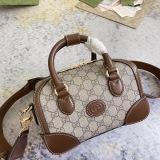 Gucci Classic GG Canvas Splice Leather Handbag Shoulder Bag Crossbody Bag Size: 21.5x12.5x13 CM