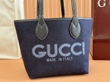 Gucci Classic Logo Printed Denim Tote Bag Shopping Bag Size: 24x17x3.5 CM