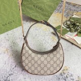 Gucci Classic Logo Canvas Splicing Half Moon Underarm Bag Handbill Shoulder Bag Size: 22x12.5x5 CM