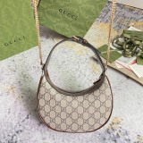 Gucci Classic Logo Canvas Splicing Half Moon Underarm Bag Handbill Shoulder Bag Size: 22x12.5x5 CM
