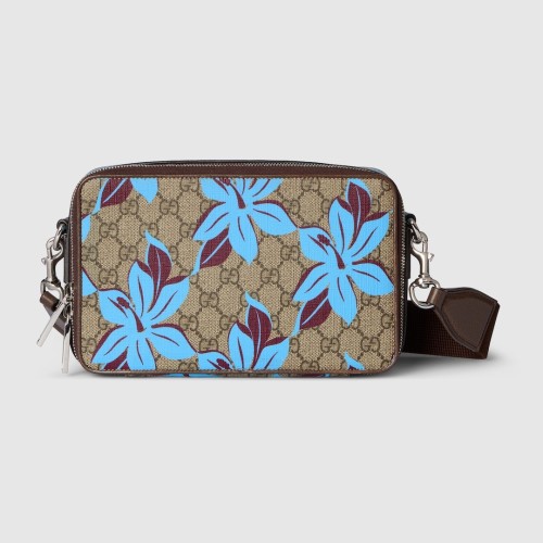 Gucci Fashion Blue Flower Printed Shoulder Bag Crossbody Bag Size: 22.5x14x7.5 CM