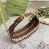 Gucci Classic Logo Canvas Splicing Half Moon Underarm Bag Handbill Shoulder Bag Size: 22x12.5x5 CM