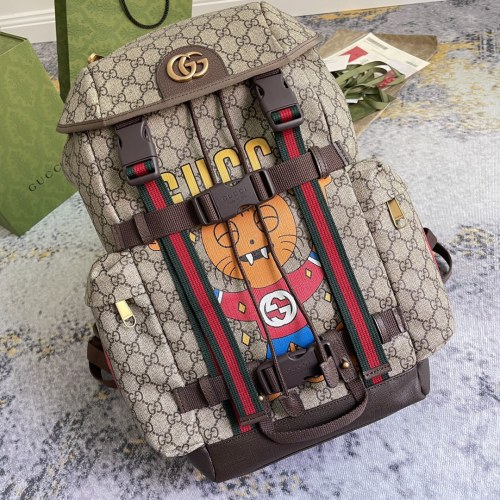 Gucci Cat Printed Canvas Collar Backpack Size: 34x42x16 CM