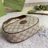 Gucci Classic Logo Canvas Splicing Half Moon Underarm Bag Handbill Shoulder Bag Size: 22x12.5x5 CM