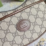 Gucci Classic Logo Canvas Splicing Half Moon Underarm Bag Handbill Shoulder Bag Size: 22x12.5x5 CM