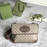 Gucci Classic GG Tiger Head Canvas Splice Leather Postman Bag Crossbody Bag Size: 30x22x4 CM