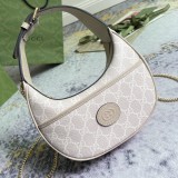 Gucci Classic Logo Canvas Splicing Half Moon Underarm Bag Handbill Shoulder Bag Size: 22x12.5x5 CM