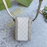 Gucci Classic Logo Canvas Phone Bag Crossbody Bag Size: 11.5x17x4 CM