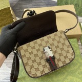 Gucci Classic Stripe Logo Printed Cross Shoulder Bag Size: 20x14x6.5CM