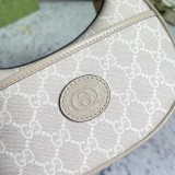 Gucci Classic Logo Canvas Splicing Half Moon Underarm Bag Handbill Shoulder Bag Size: 22x12.5x5 CM