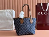 Gucci Classic Logo Printed Denim Tote Bag Shopping Bag Size: 24x17x3.5 CM