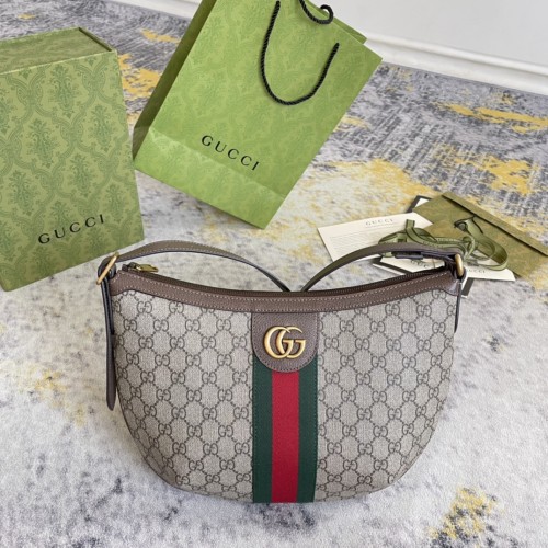 Gucci Classic Logo Striped Ribbon Dumpling Bun Half Moon Crossbody Bag Size: 30x22x5.5 CM