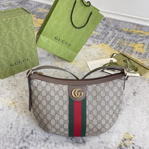Gucci Classic Logo Striped Ribbon Dumpling Bun Half Moon Crossbody Bag Size: 30x22x5.5 CM