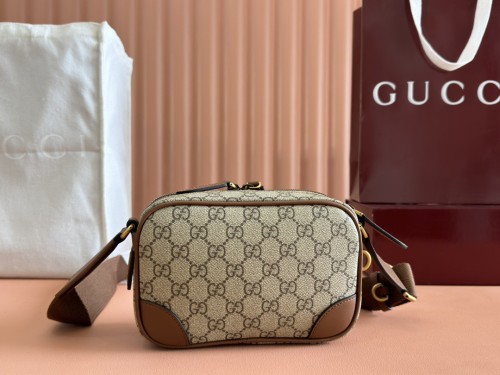 Gucci Classic GG Canvas Splice Leather Handbag Shoulder Bag Crossbody Bag Size: 19x12.5x7 CM