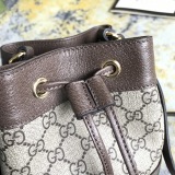Gucci Classic Embossed Logo Canvas Leather Bucket Bag Handbag Crossbody Bag Size: 19x15.5x9CM