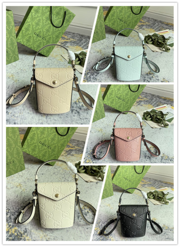 Gucci Classic Embossed GG Flip Mini Bucket Bag Handbag Size: 12.5x15.5x3CM