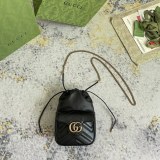 Gucci Marmont Logo Drawstring Bucket Bag Single Shoulder Crossbody Bag Size: 14.5x20x7.5CM