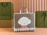 Gucci Dog Printed Canvas Tote Bag Handbag Size: 28x26.5x9CM