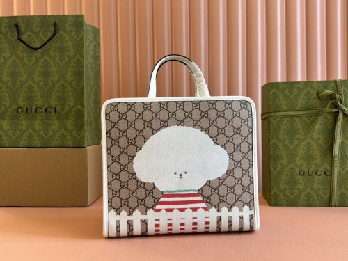 Gucci Dog Printed Canvas Tote Bag Handbag Size: 28x26.5x9CM
