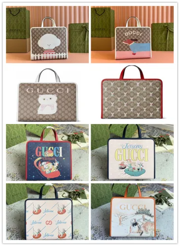 Gucci Dog Printed Canvas Tote Bag Handbag Size: 28x26.5x9CM