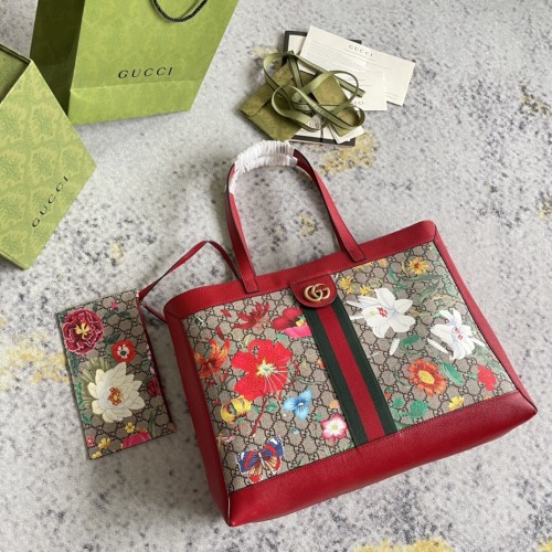 Gucci Fashion Floral Printed Ribbon Tote Bag Single Shoulder Tote Bag Size: 44x33x15CM