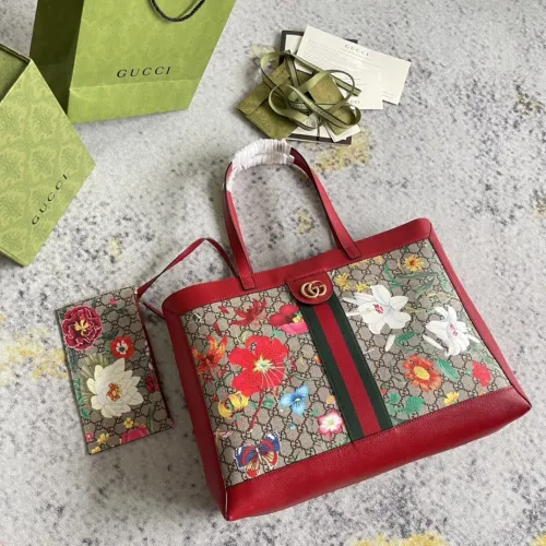 Gucci Fashion Floral Printed Ribbon Tote Bag Single Shoulder Tote Bag Size: 44x33x15CM
