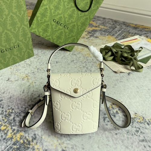 Gucci Classic Embossed GG Flip Mini Bucket Bag Handbag Size: 12.5x15.5x3CM
