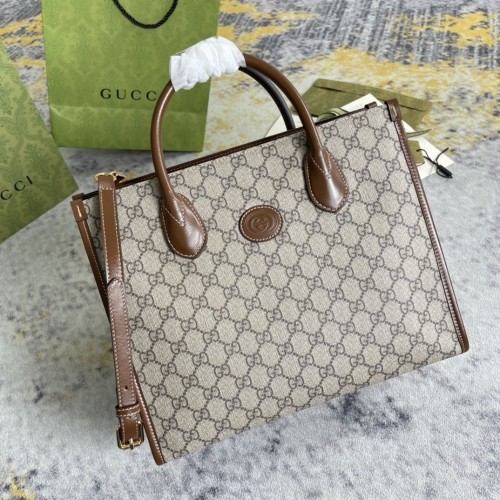 Gucci Classic Vintage Logo Tote Bag Diagonal Cross Tote Bag Size: 31x26.6x14CM