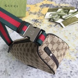 Gucci Couple Classic Logo Printed Ribbon Canvas Shoulder Bag Size: 27x13x12CM
