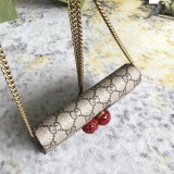 Gucci Classic Logo 3D Cherry Chain Canvas Bag Crossbody Bag Size: 16.5x10x4.5CM