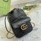 Gucci Marmont Logo Drawstring Bucket Bag Single Shoulder Crossbody Bag Size: 14.5x20x7.5CM